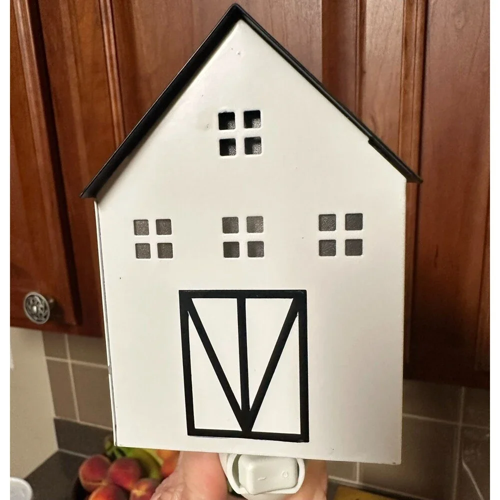 Farmhouse House Wax Warmer Plug In White Black Night Light Scent Warmer